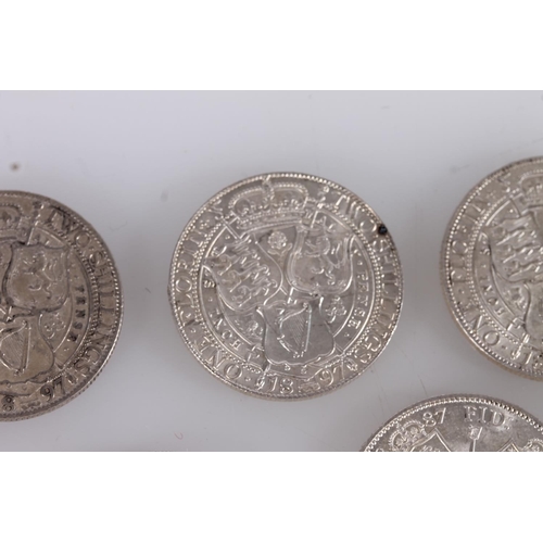 1325 - UNITED KINGDOM Queen Victoria (1837-1901) silver florins 1887, 1894, 1897 x2 and 1901, also sixpence... 