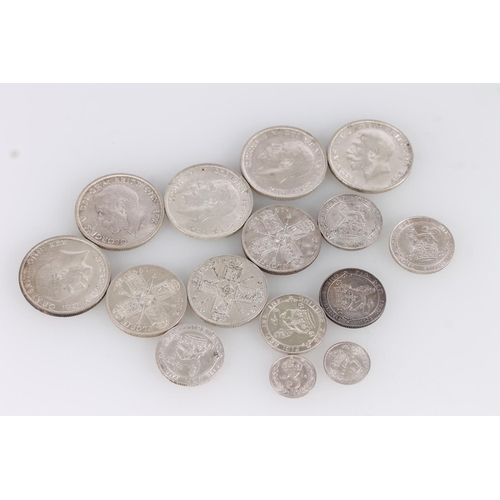 1328 - UNITED KINGDOM pre 1920 silver coins to include half crowns 1914, 1915 x2, 1916 and 1917, florins 19... 