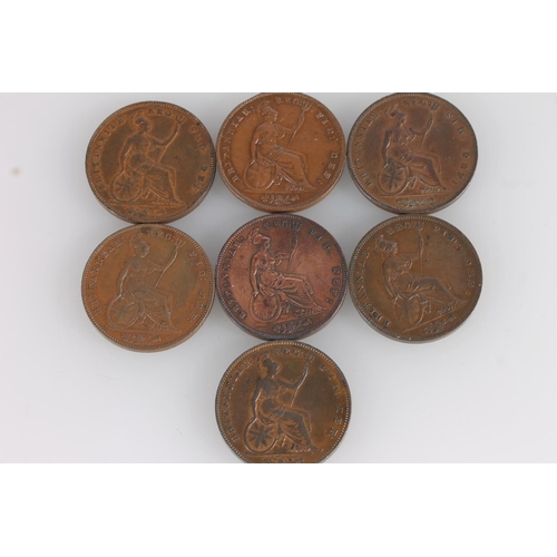 1333 - UNITED KINGDOM Queen Victoria (1837-1901) copper pennies 1854, 1855, 1857, 1858 x3 and 1859, some ne... 