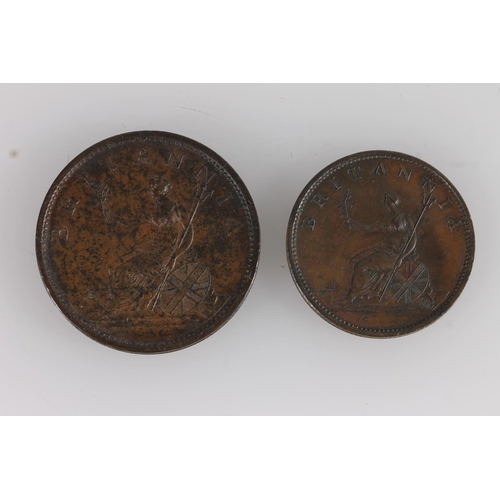 1334 - UNITED KINGDOM King George III (1760-1820) copper penny 1806 AUNC S3780, unusual pellet on field bel... 