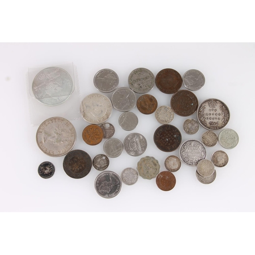 1339 - STRAITS SETTLEMENTS ten cents 1910 and five cents 1910, INDIA rupee 1905, half rupee 1862, quarter r... 