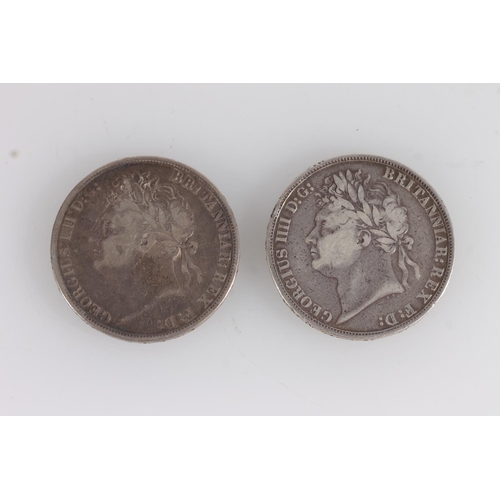 1362 - UNITED KINGDOM King George IV (1820-1830) silver crowns 1821 SECUNDO S3805 x2. (2)