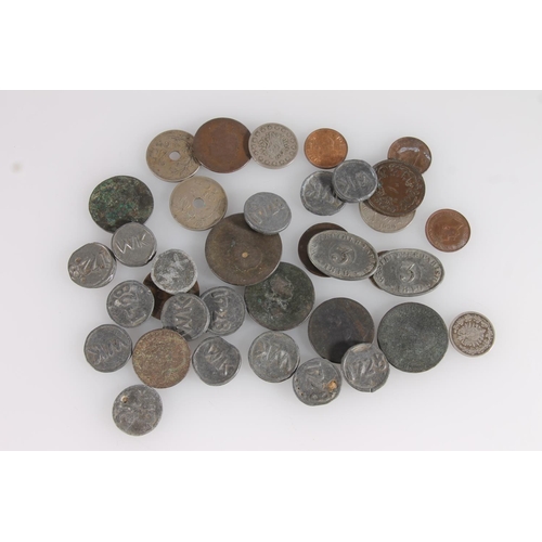 1365 - Scottish communion tokens to include 'WK 1728' x14, Westruther Parish 1840 x2, and another, also a s... 