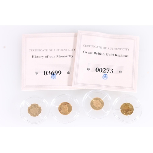 1394 - 14ct gold small gold coins to include Year of the Three Kings, Una and the Lion replica, Concorde an... 