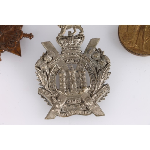 1407 - Medals of 7316 Private R Murray of the Kings Own Scottish Borderers comprising WWI war medal, victor... 