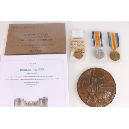 1421 - Medals of 25527 Private Robert Wilson of the 2nd Battalion Kings Own Scottish Borderers who died 8th... 