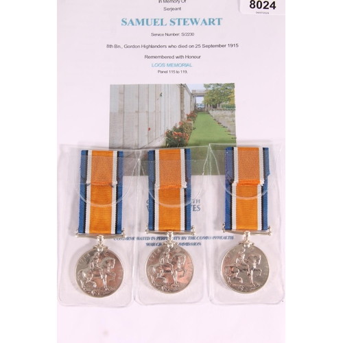 1430 - Medal of S/2230 Sergeant Samuel Stewart of the 8th Battalion Gordon Highlanders who died 25th Septem... 