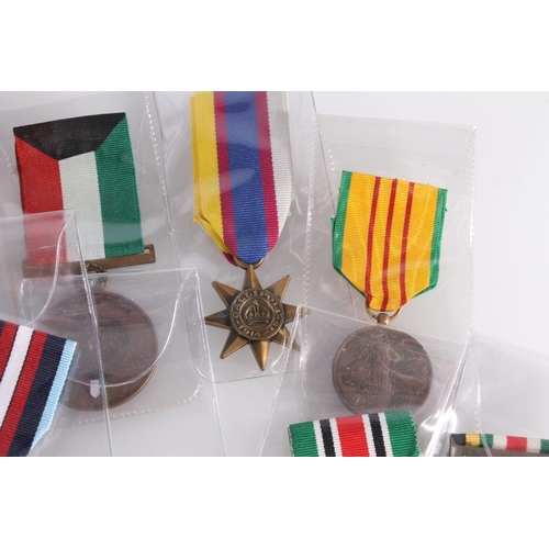 1434 - Replica medals to include a Khedives Sudan medal with Khartoum clasp stamped to the edge '3819 PTE A... 