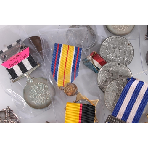 1434 - Replica medals to include a Khedives Sudan medal with Khartoum clasp stamped to the edge '3819 PTE A... 