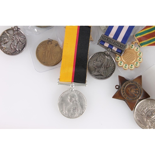 1434 - Replica medals to include a Khedives Sudan medal with Khartoum clasp stamped to the edge '3819 PTE A... 