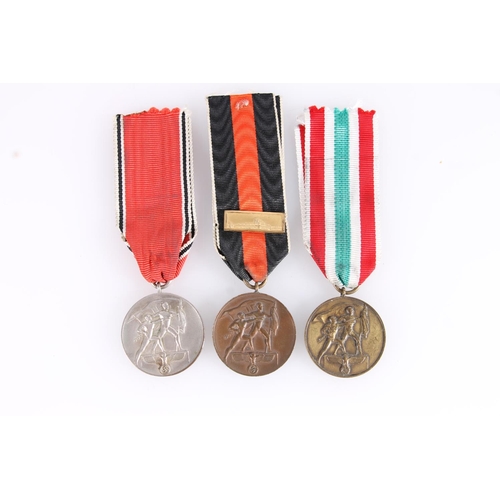 1435 - Nazi German WWII occupation medals to include Sudetenland Medal 1938 with Prague clasp, The Return o... 