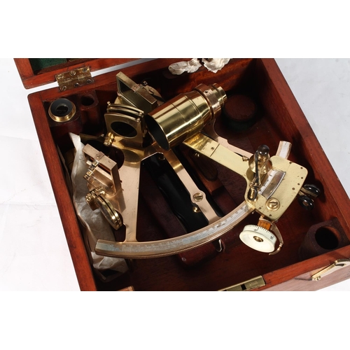 1258 - Henry Hughes & Son Ltd of London Admiralty issued brass sextant 'Patt 491' stamped '42491' and b... 