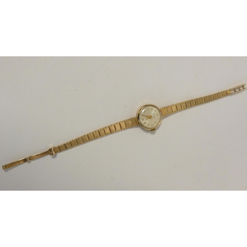 45 - Lady's Accurist 9ct gold bracelet watch, nett 12g