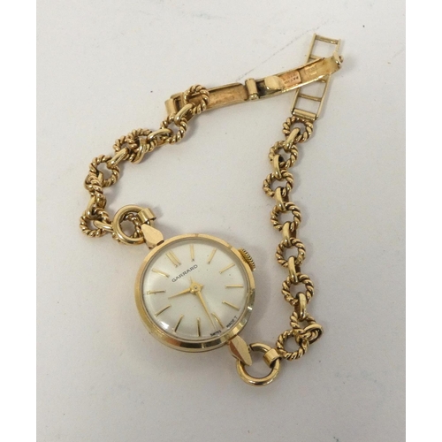 49 - Lady's Garrard 9ct gold bracelet watch 1968, nett 7.7g