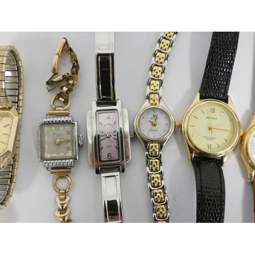 54 - Quantity of rolled gold and other lady's fashion watches, mostly quartz.