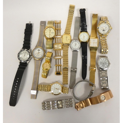 55 - Quantity of rolled gold and other gent's fashion watches, also mostly quartz.