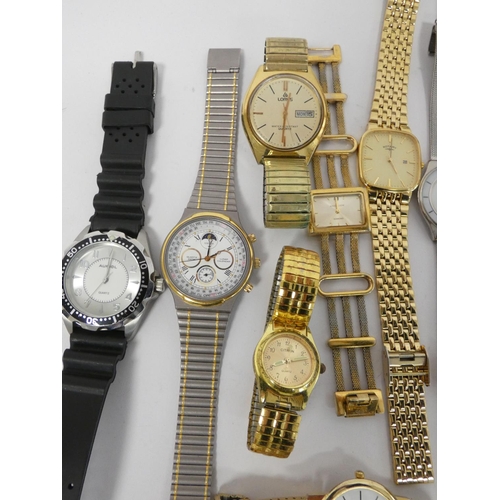 55 - Quantity of rolled gold and other gent's fashion watches, also mostly quartz.