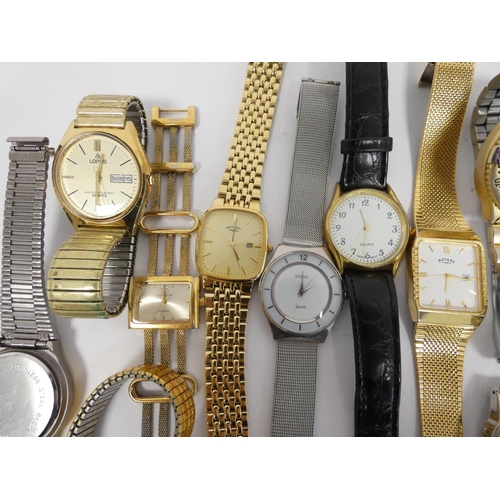 55 - Quantity of rolled gold and other gent's fashion watches, also mostly quartz.