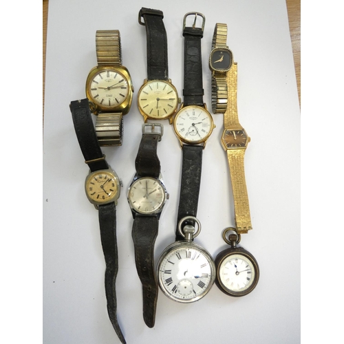 64 - Group of vintage wristwatches to include Rotary 17 jewels incabloc watch, Trafalgar etc. Also two po... 