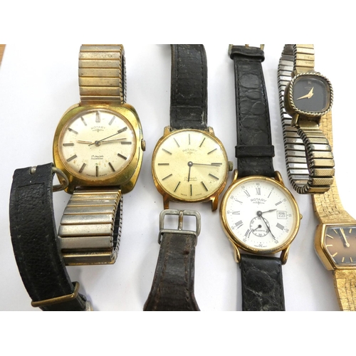 64 - Group of vintage wristwatches to include Rotary 17 jewels incabloc watch, Trafalgar etc. Also two po... 