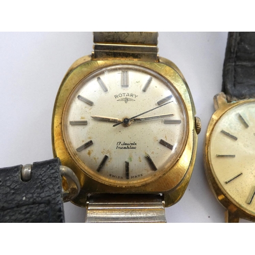 64 - Group of vintage wristwatches to include Rotary 17 jewels incabloc watch, Trafalgar etc. Also two po... 