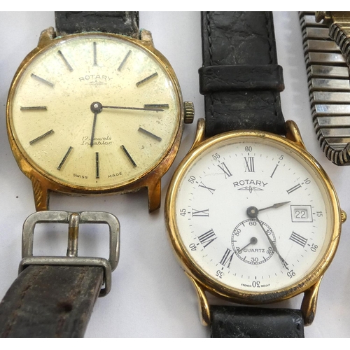 64 - Group of vintage wristwatches to include Rotary 17 jewels incabloc watch, Trafalgar etc. Also two po... 