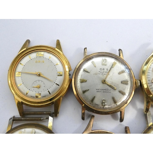 68 - Group of vintage wristwatches to include Oris Super 17 jewels, Fero Feldmann, Buler etc.