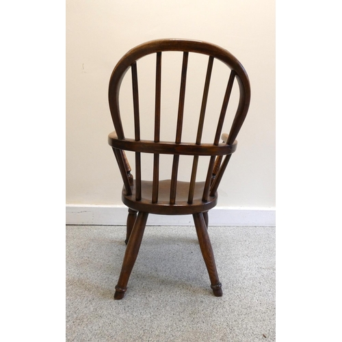 358 - 19th century ash & elm childs windsor chair, with hoop framed stick back, on turned supports Hei... 