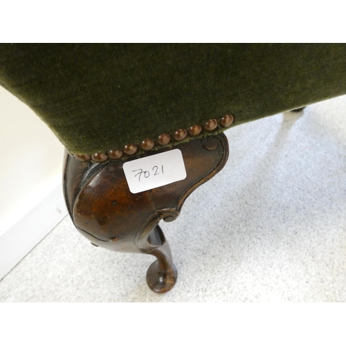 362 - Georgian mahogany pad foot stool, with later floral needlepoint and velour cushion top, on acanthus ... 