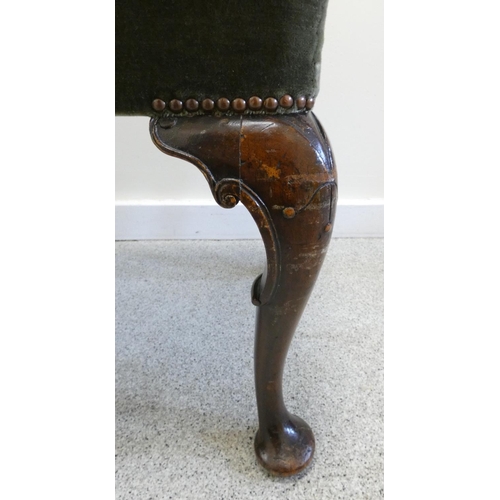 363 - 18th century style oak jointed stool, with rectangular top above carved incised floral roundels to t... 