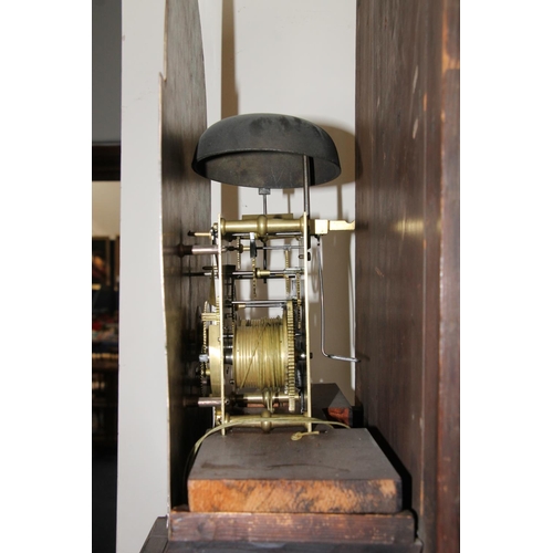 349 - Scottish mahogany long case clock, silvered dial for John Dobbie, Calton, Glasgow, max H245cm.