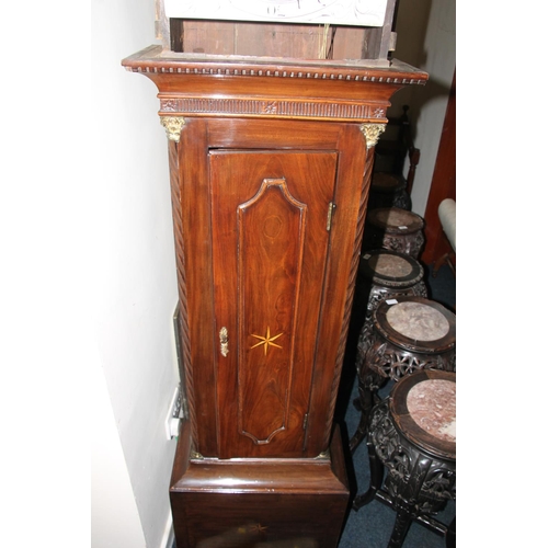 349 - Scottish mahogany long case clock, silvered dial for John Dobbie, Calton, Glasgow, max H245cm.