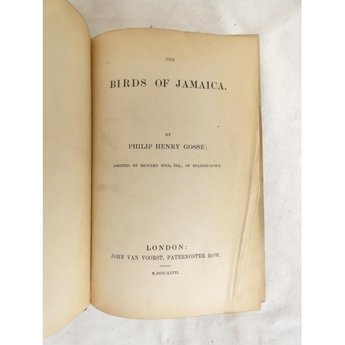 274 - GOSSE PHILIP H.  A Naturalist's Sojourn in Jamaica. Litho frontis & 7 litho plates, some ha... 