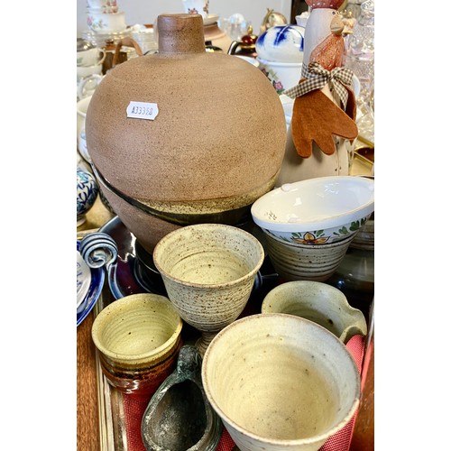 306 - Quantity of stoneware to include vase, goblets, dish and cover, etc