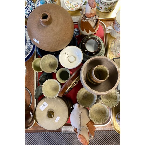 306 - Quantity of stoneware to include vase, goblets, dish and cover, etc