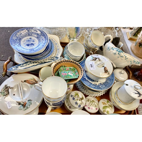 298 - Three trays containing large quantity of crystal, Royal Doulton 'Melrose' teaware, other assorted te... 