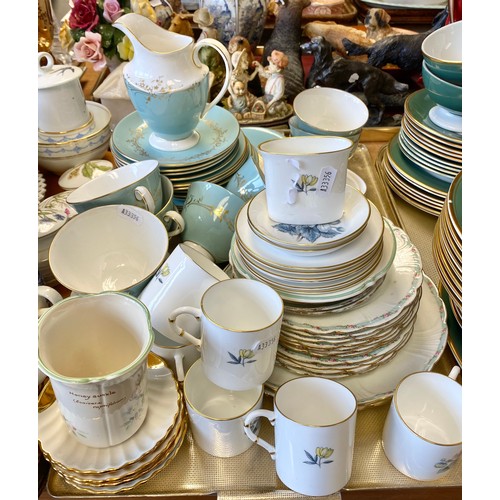 298 - Three trays containing large quantity of crystal, Royal Doulton 'Melrose' teaware, other assorted te... 