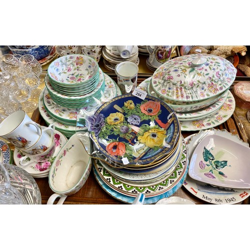 294 - Minton Haddon Hall dinnerware, 1953 Coronation commemorative cups, various decorative plates, etc