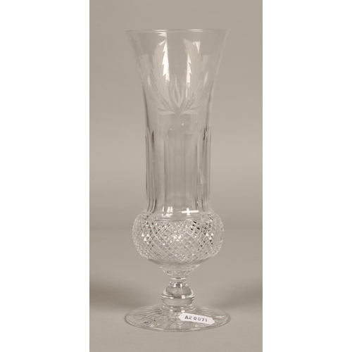 204 - Edinburgh crystal thistle design vase, bell and six liquor glasses