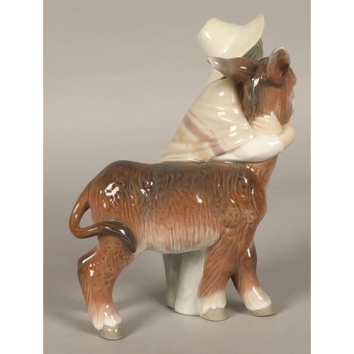 209 - Lladro figure boy with donkey 20cm.