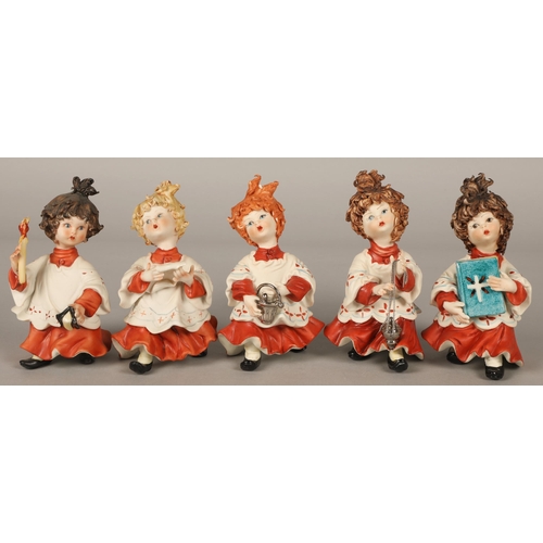 214 - Capodimonte figure group depicting a choir master and five choristers (6)