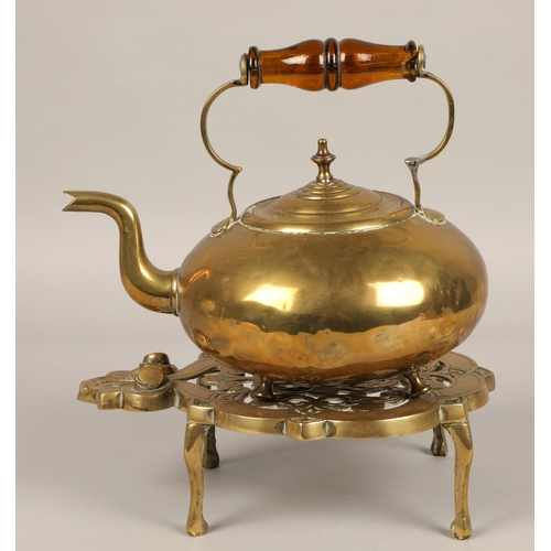 244 - Brass kettle and stand