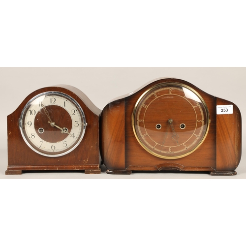 253 - Two art deco style mantel clocks