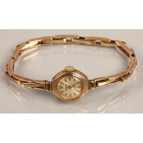 119 - Nivada 9ct gold wristwatch with case