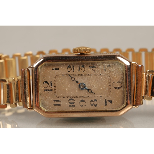 120 - 9ct gold vintage ladies' wristwatch, yellow metal strap