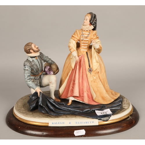 172 - Capodimonte 'Raleigh & Elizabeth' figure and two other Capodimonte 