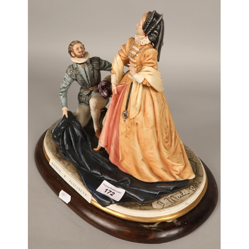 172 - Capodimonte 'Raleigh & Elizabeth' figure and two other Capodimonte 