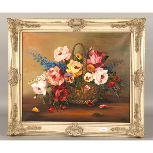 352 - Eve Coote(British 20th Century)Floral StudySigned bottom right, oil on canvas48cm x 58cm... 