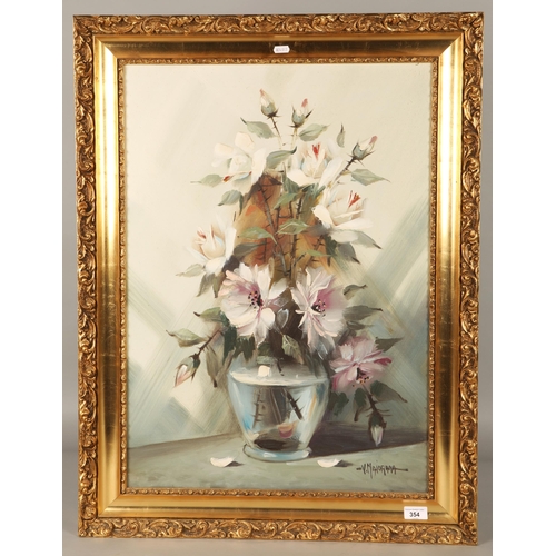 354 - V Majorana Floral Study, Signed bottom right, oil on canvas, 70cm x 50cm