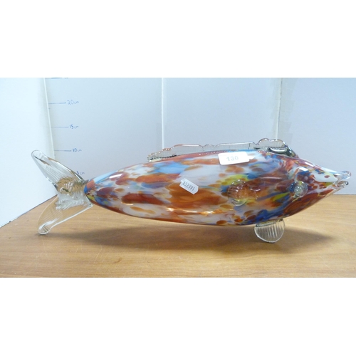 130 - Murano-style glass fish, Maling bowls, Johnson Bros teapot and hot water jug, ornaments etc (one she... 